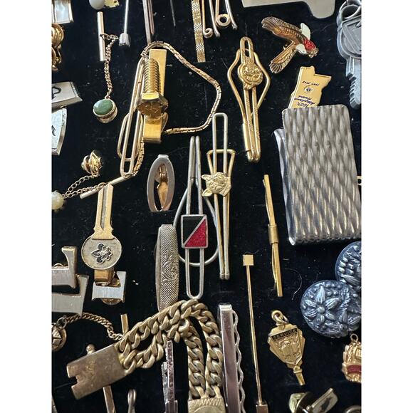 Bundle jewelry lot 100pc mens vintage antique cufflinks tie bars tacks 1lb 4oz - Picture 8 of 12